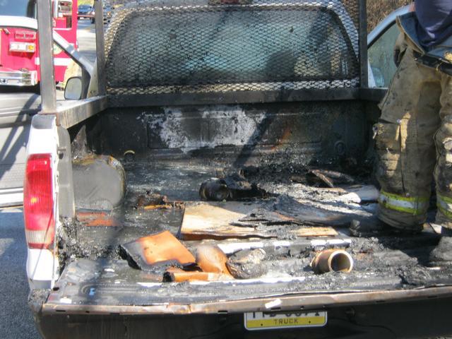 Truck fire on Downingtown Pike in East Bradford Township, April 2012. 