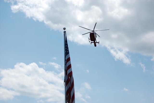 Helicopter Landing for MVA victim on Pottstown Pike in West Goshen Township.  July 2007.