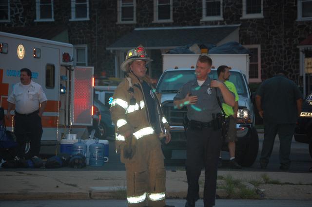 Dwelling Fire on W. Chestnut Street in West Chester Borough.  Pictured Captain Steve Pelna.  August 2007.