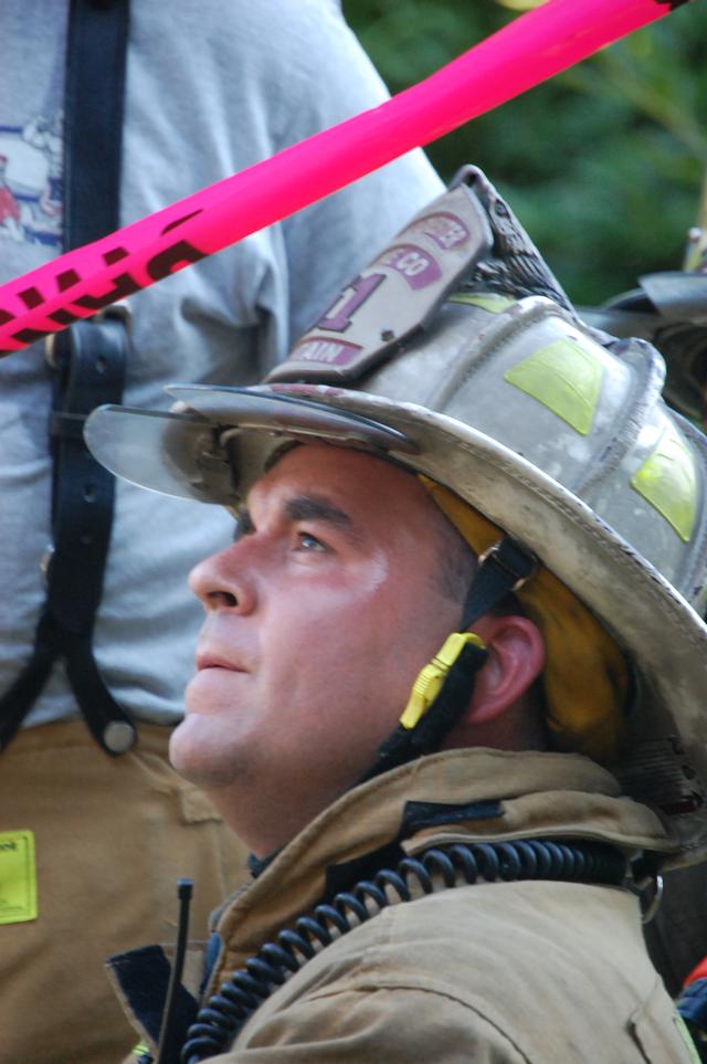 Town Home Fire at Exton Station in West Whiteland Township. Assist to Station 6. Pictured Captain Scott Joblin. July 2008.