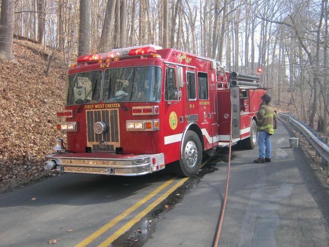 Brush Fire on N. Creek Road, Lt. Kramer pumping Engine 51-2.  January 2011.