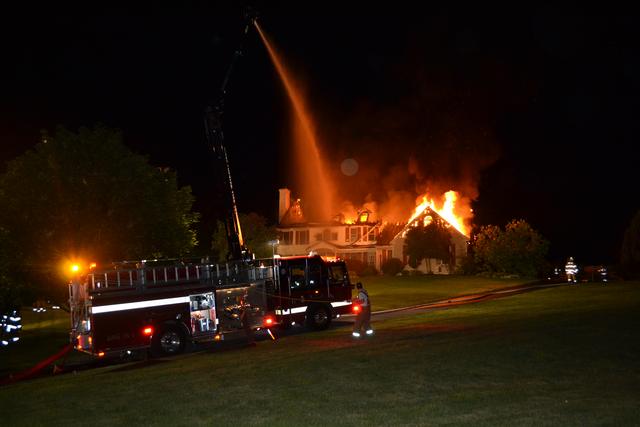House Fire on Allegiance Drive in East Bradford Township. Engine 51-1 completing initial fire attack. July 2011.