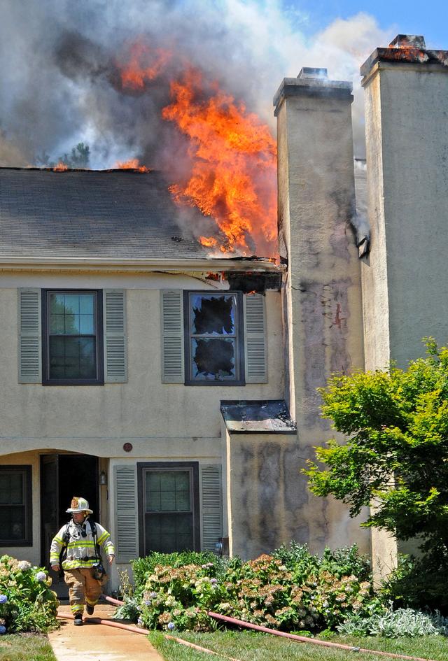 Town Home Fire in Bradford Square, East Bradford Township. Fire Chief Cotter running Operations. August 2011.
