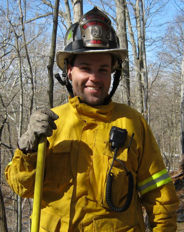 Brush Fire on N. Creek Road, Captain Pelna overseeing operations. January 2011. 