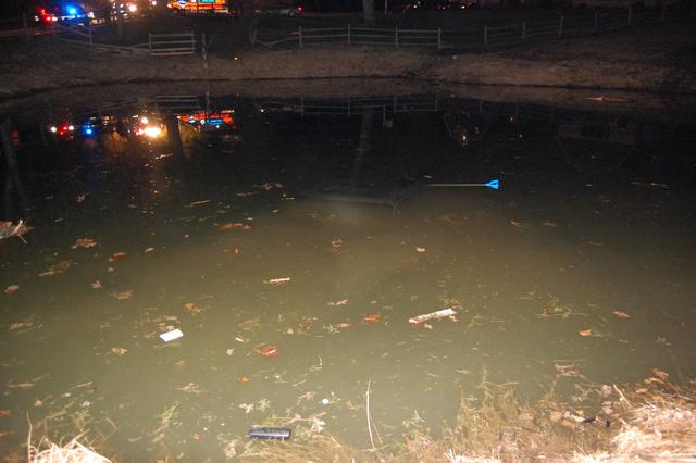 Vehicle into a pond on Hillsdale Road, East Bradford Township. February 2011.