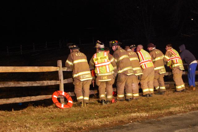 Vehicle into a pond on Hillsdale Road, East Bradford Township. February 2011.