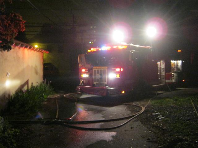Engine 51-2 operating at the N. Wayne Street woods fire, April 2012.