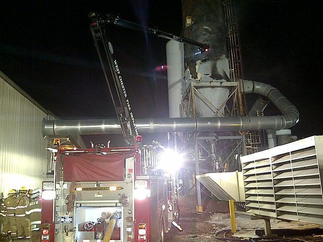 Silo fire in New Holland, Lancaster County.  Engine 51-1 in operation.  February, 2012.