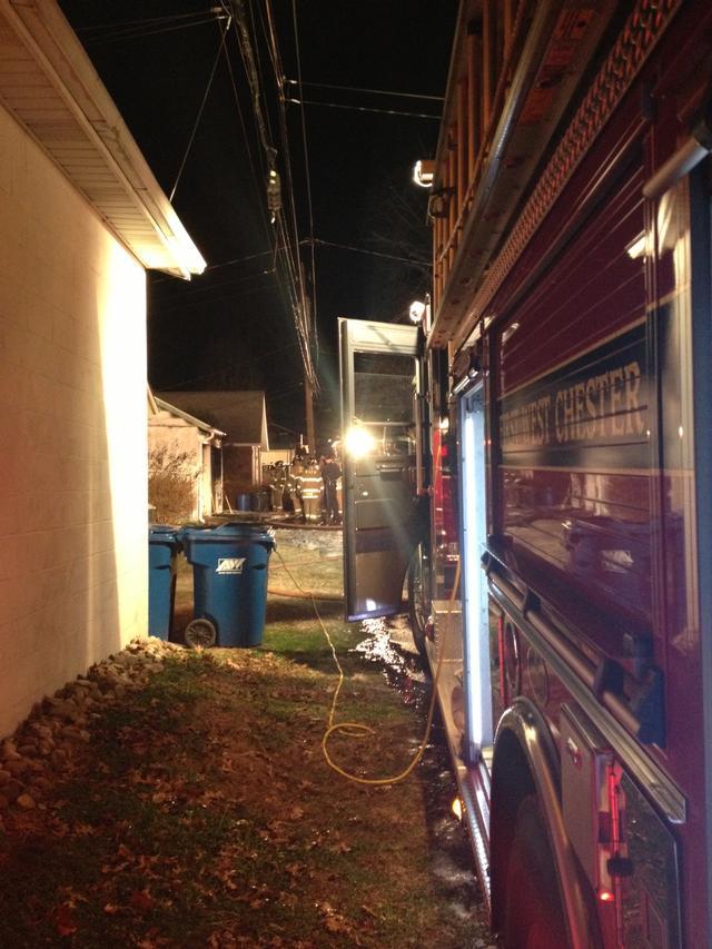 Garage fire to the rear of 336 Dean St, West Chester Borough, December 2012.