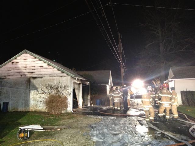 Garage fire to the rear of 336 Dean St, West Chester Borough, December 2012.