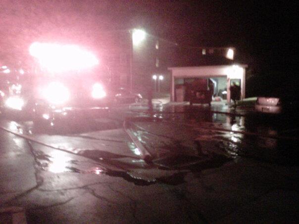 Dumpster Fire inside a structure, Cambridge Hall Apartments, West Goshen Township, September 2012.