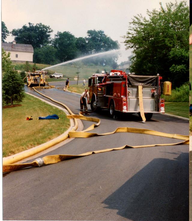 Barn Fire, Barn Hill and Blue Rock Roads, East Bradford Township.  June 1993.