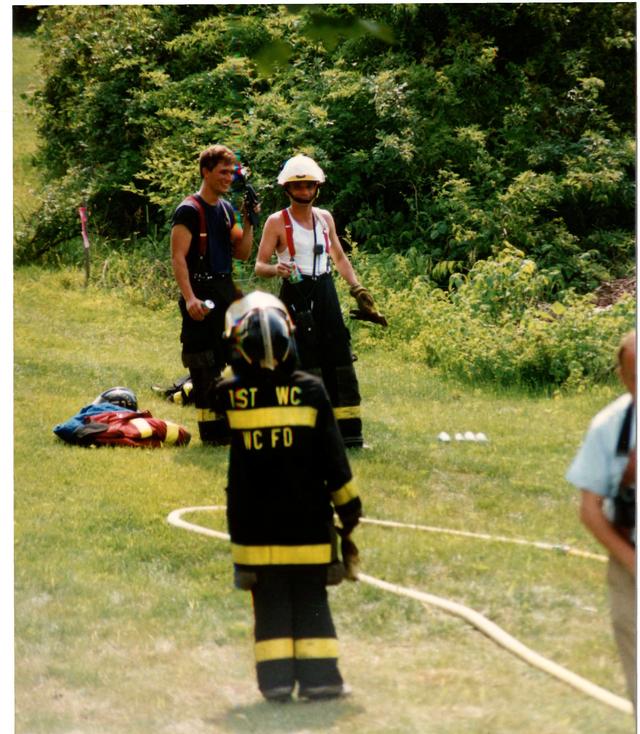 Barn Fire, Barn Hill and Blue Rock Roads, East Bradford Township.  June 1993.