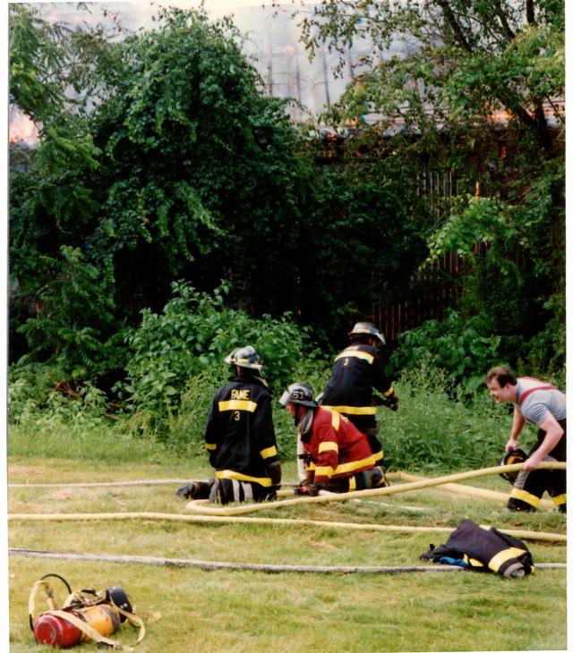 Barn Fire, Barn Hill and Blue Rock Roads, East Bradford Township.  June 1993.
