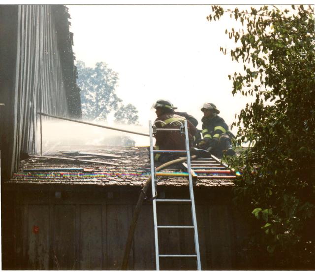 Barn Fire, Barn Hill and Blue Rock Roads, East Bradford Township.  June 1993.