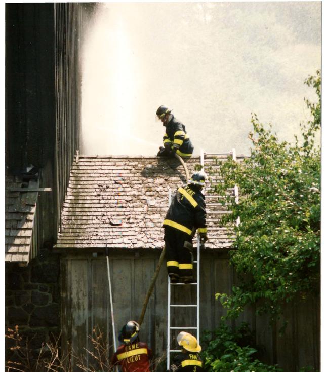 Barn Fire, Barn Hill and Blue Rock Roads, East Bradford Township.  June 1993.