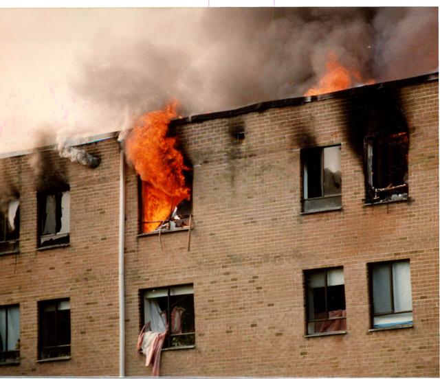 Multi Alarm Apartment Building Fire, Seven Oaks Apartments, West Chester Borough.  August 1992.