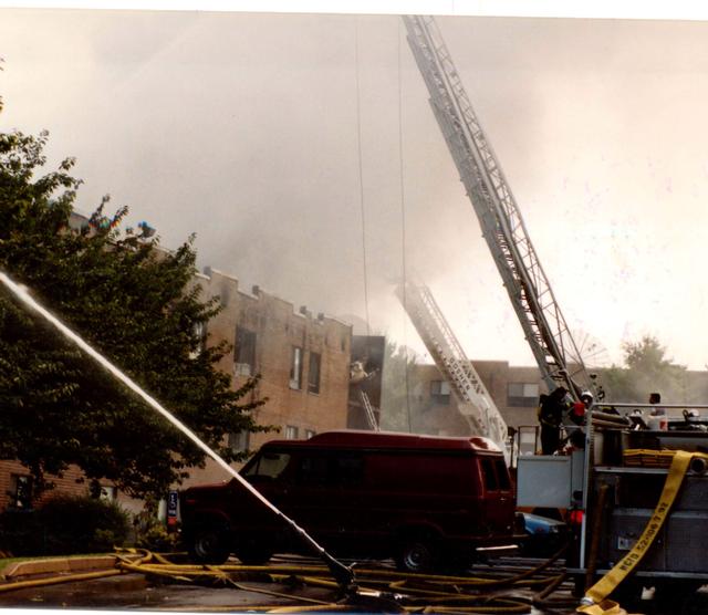 Multi Alarm Apartment Building Fire, Seven Oaks Apartments, West Chester Borough.  August 1992.