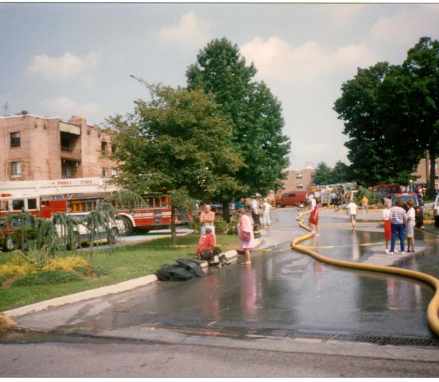 Multi Alarm Apartment Building Fire, Seven Oaks Apartments, West Chester Borough.  August 1992.