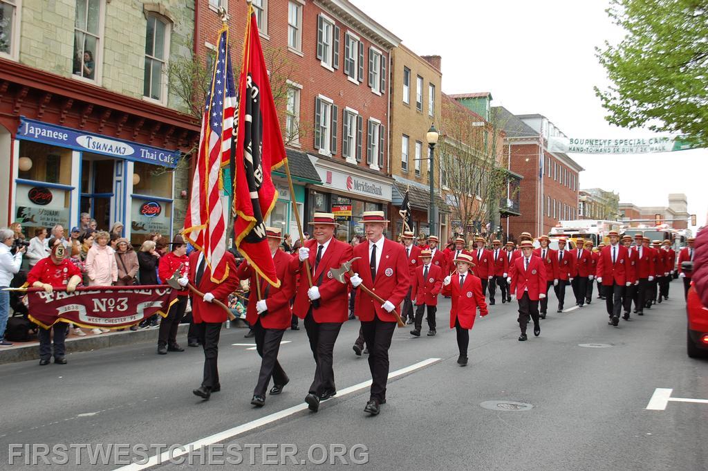 First West Chester Marching Unit leading off the West Chester Borough 225th Anniversary Parade. 4/21/2024