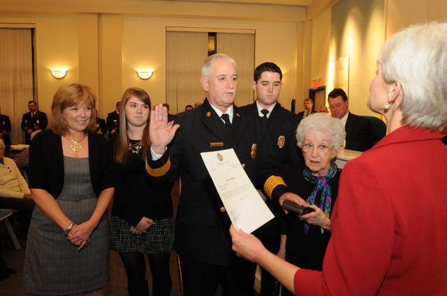 Assistant Chief Dale McClure being sworn in as Chief of the Department, December 2011.